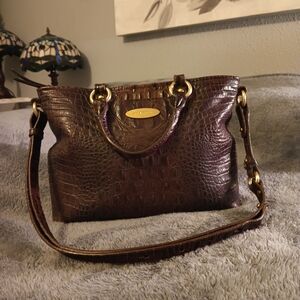 Brahim Chocolate Brown Crocodile Pattern Bag